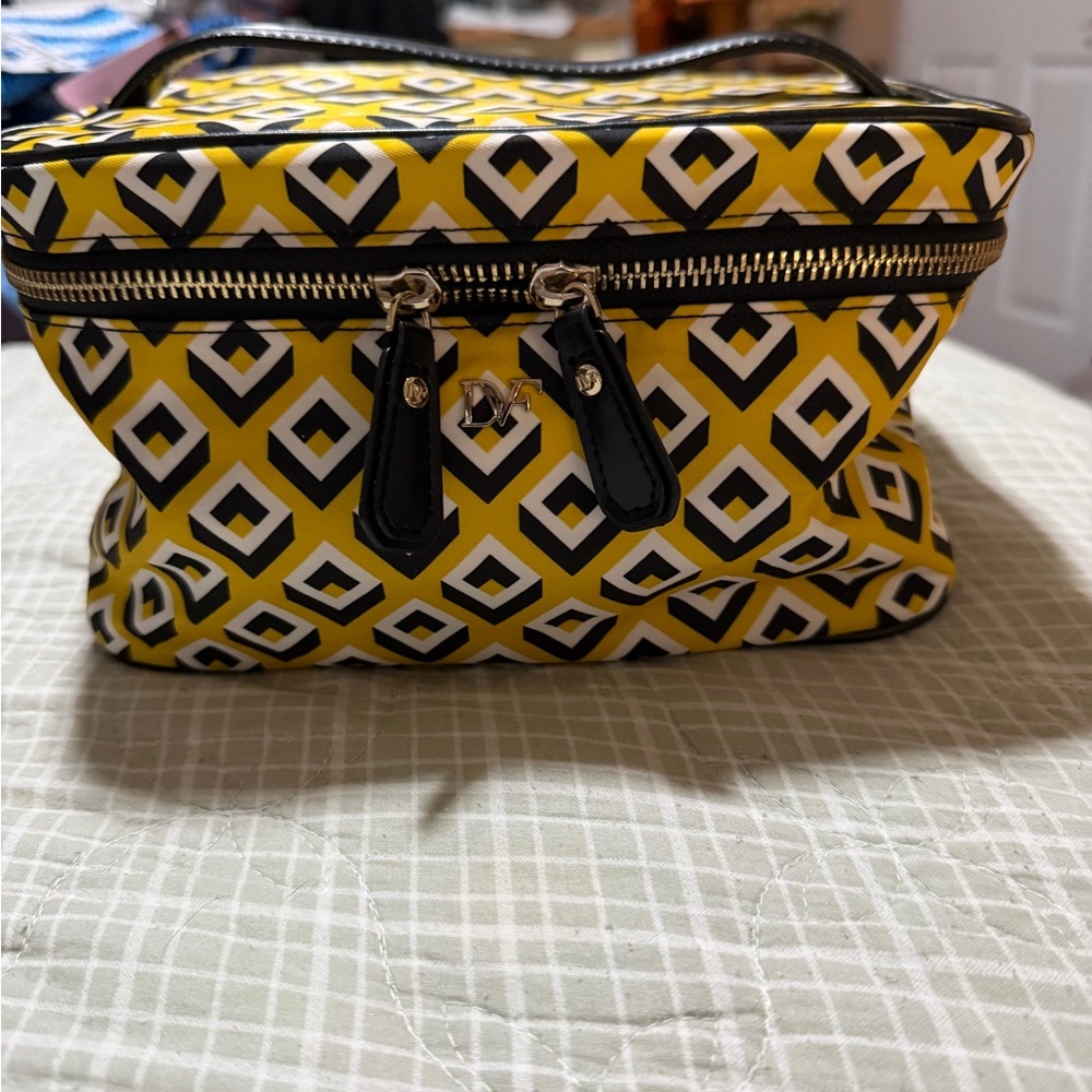 Diane Von Furstenberg Yellow and Black Makeup Bag
